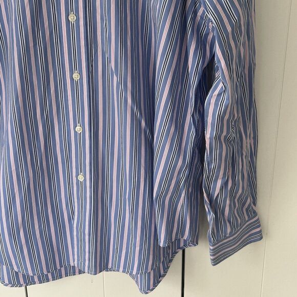 Mens Ralph Lauren Button Down Shirt Size Large Classic Fit Stripe Blue Pink - Picture 3 of 6